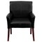 Emma and Oliver Faux Leather Executive Side Reception Chair with Mahogany Legs